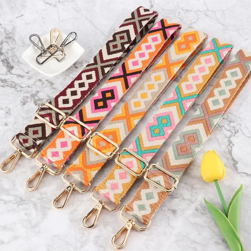 

Adjustable 38MM Bag Strap Woman Colored Straps for Crossbody Messenger Shoulder Bag Supply Embroidered Belts Straps Accessories