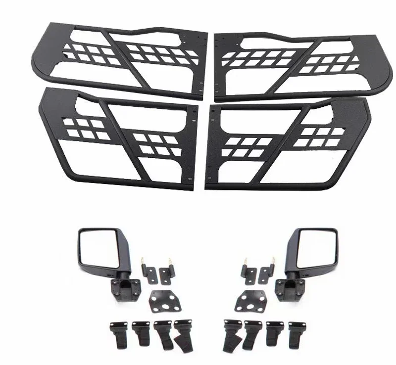 

VISHN For Jeep 2018-2024 Wrangler JL Gladiator JT 4-Door Off-Road Safiri Half Door W/ Mirror Black Steel Tubular Half Door