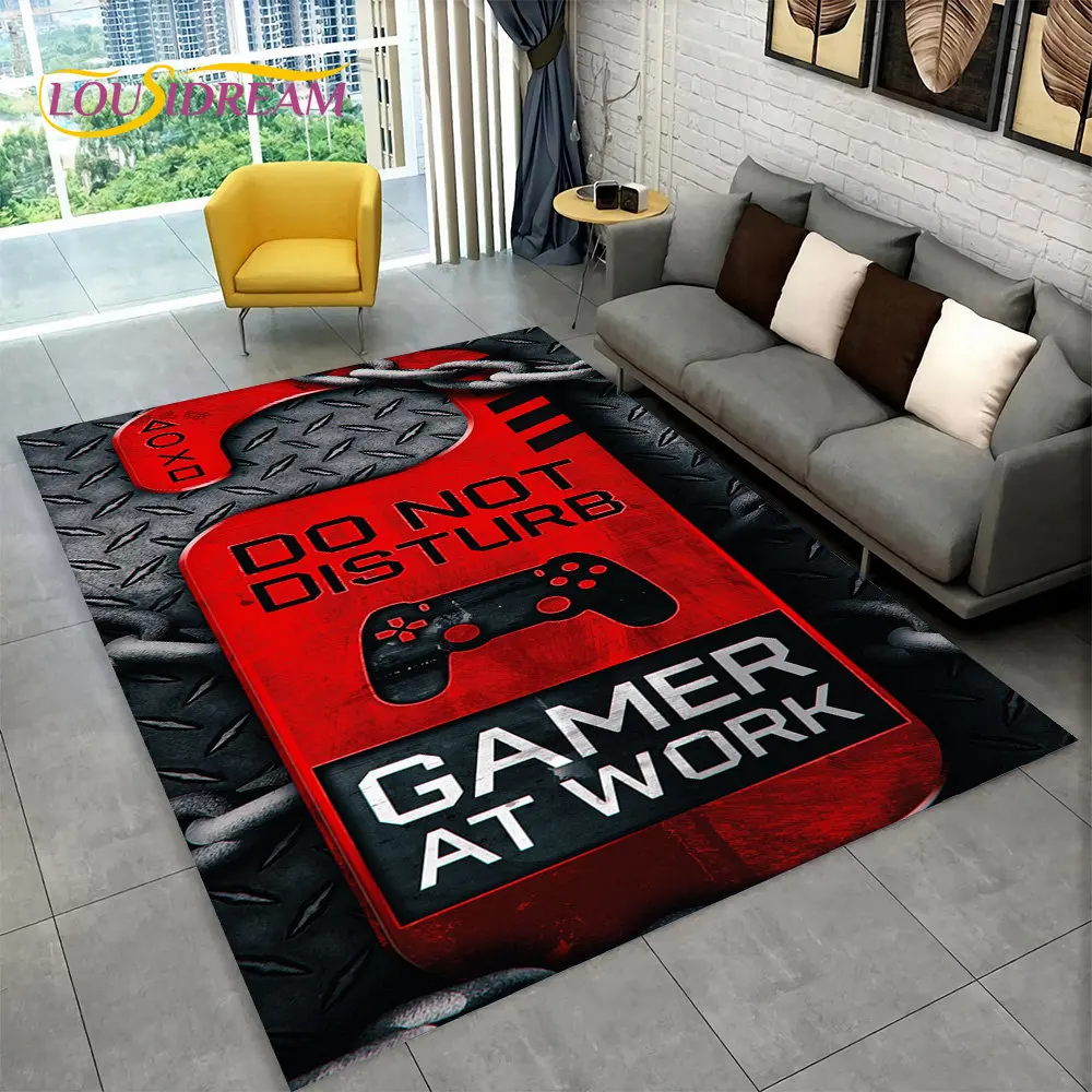 3D Kartun Permainan Gamer Gamepad Luas Karpet Besar, Karpet Karpet untuk Ruang Tamu Anak Kamar Tidur Sofa Keset Dekorasi, Anak Non-slip Tikar Lantai