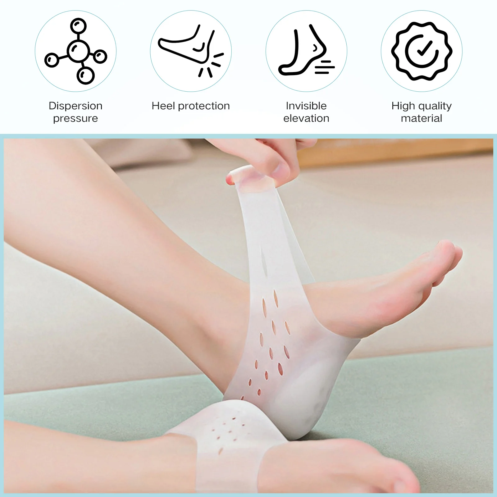 Practical Insoles Invisible Height Increase Very Boots Booster Silicone Heel Lifts Shoe Inserts Woman