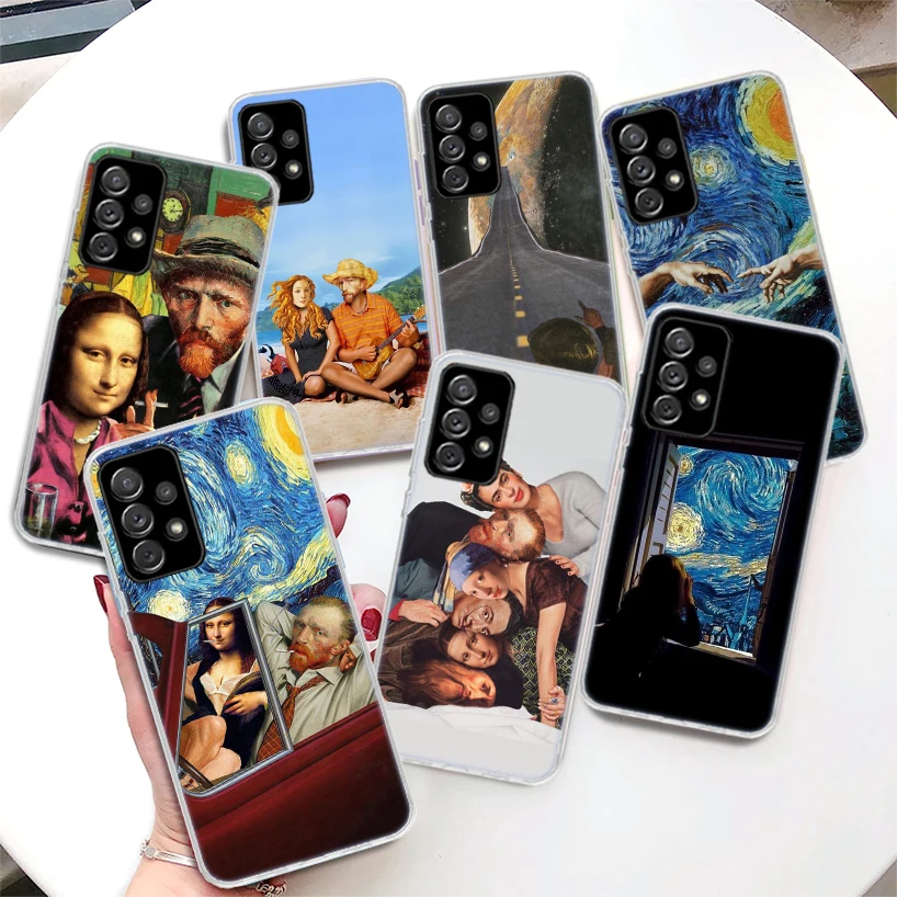 Van Gogh Mona Lisa Funny Art Phone Case For Samsung Galaxy A52 A53 A54 A55 A12 A13 A14 A15 A22 A23 A24 A25 A32 A33 A34 A35 A03S