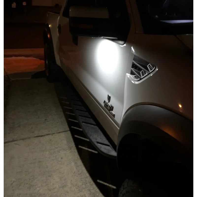 Luces LED blancas debajo del espejo lateral, luz de Charco Compatible con Ford F150, Mondeo, MK5, Edge, Fusion, Explorer, Flex, Taurus, Mustang, 2 uds.