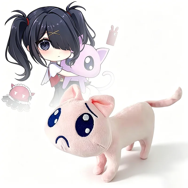 Peluche de Gato Rosa de 22CM, Lindo, de Dibujos Animados, Anime, Cosplay, Juguete de Peluche Suave, Personaje Animal, Almohada, Regalo de Cumpleaños para Niños
