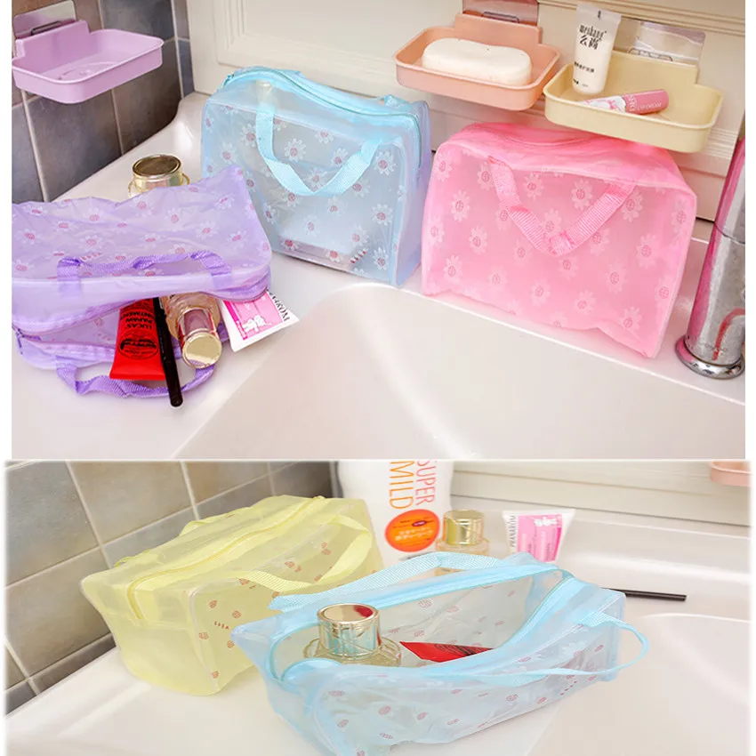 Translucent Makeup Bag Handbag Organizer Travel Essentials Cosmetic Bag For Makeup Waterproof PVC Toiletry Kits Bathroom Storage