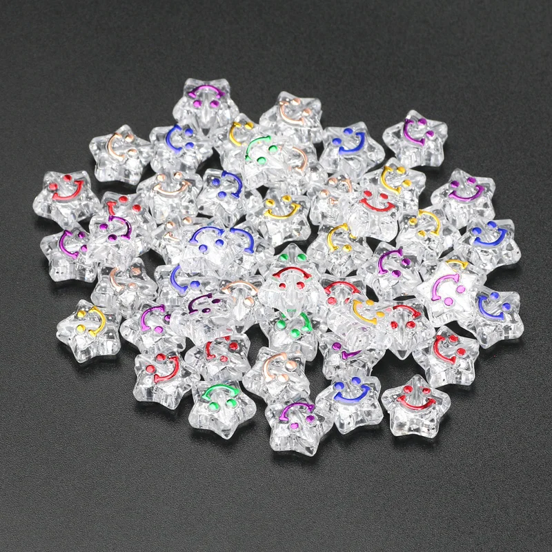 50/100 قطعة الخرز الاكريليك الشفاف مع الملونة ابتسامة نمط سحر ستار الخرز لصنع المجوهرات DIY بها بنفسك مجوهرات الخرزة اكسسوارات #2