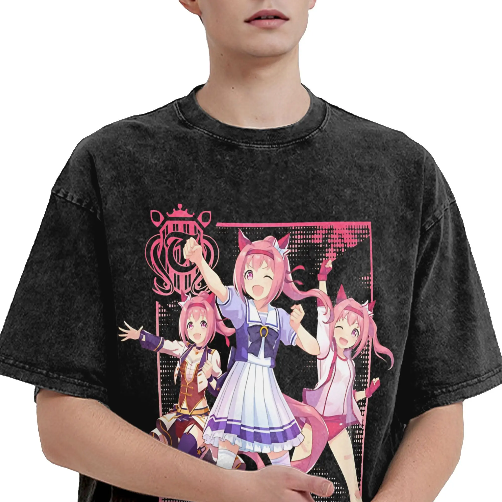 Haru Urara Uma Musume 워시 티셔츠 streetwear 힙합 빈티지 티셔츠 티셔츠 남성 여성 100% 코튼 오버 사이즈 그래픽