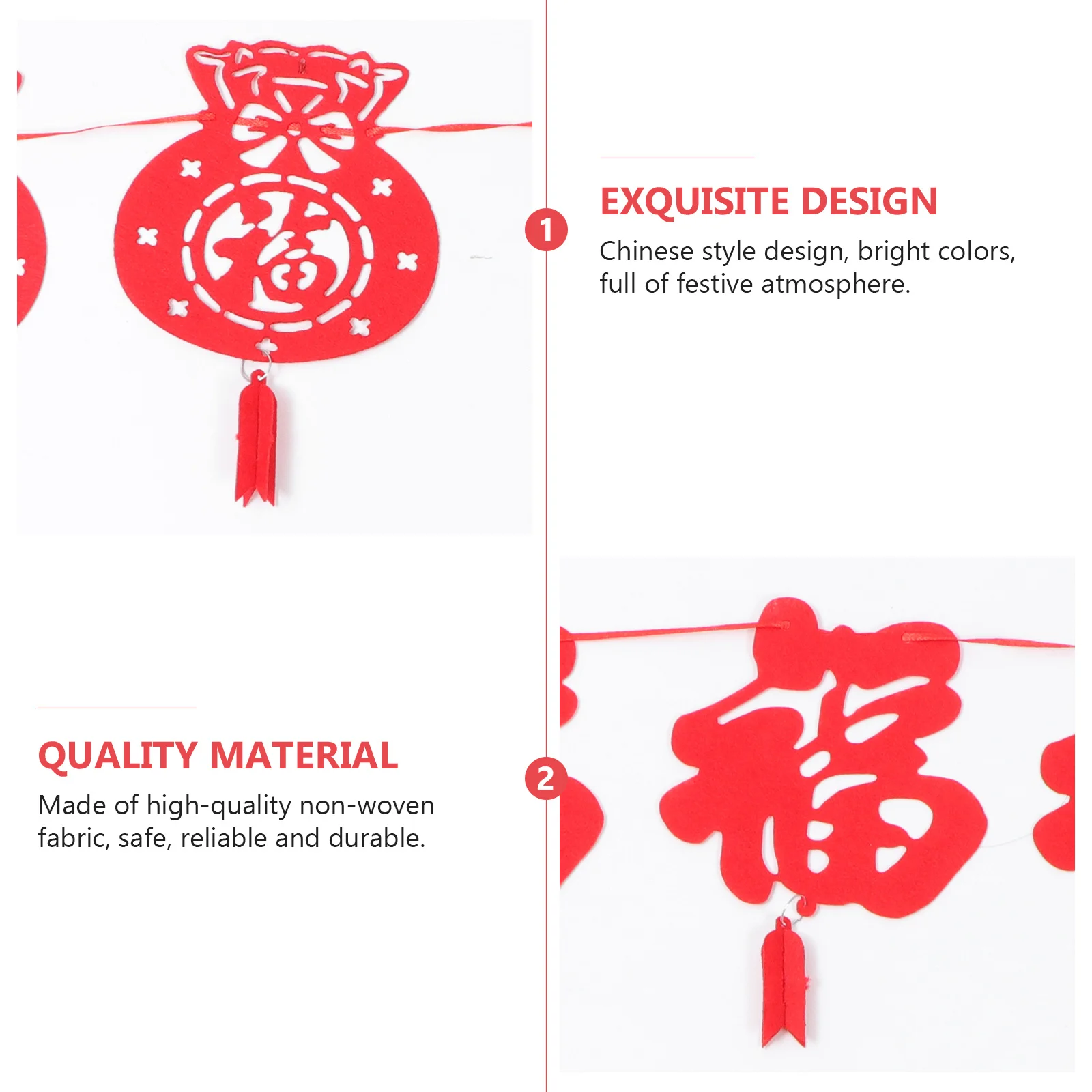 

3Pcs Fu Character Hanging Banners Premium New Year Decorations Party Supplies Spring Festival Banner Props Festive Hanging Flags