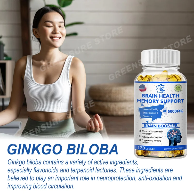 イチョウbiloba b6,記憶,集中力,知性,脳機能,健康を備えた脳カプセル