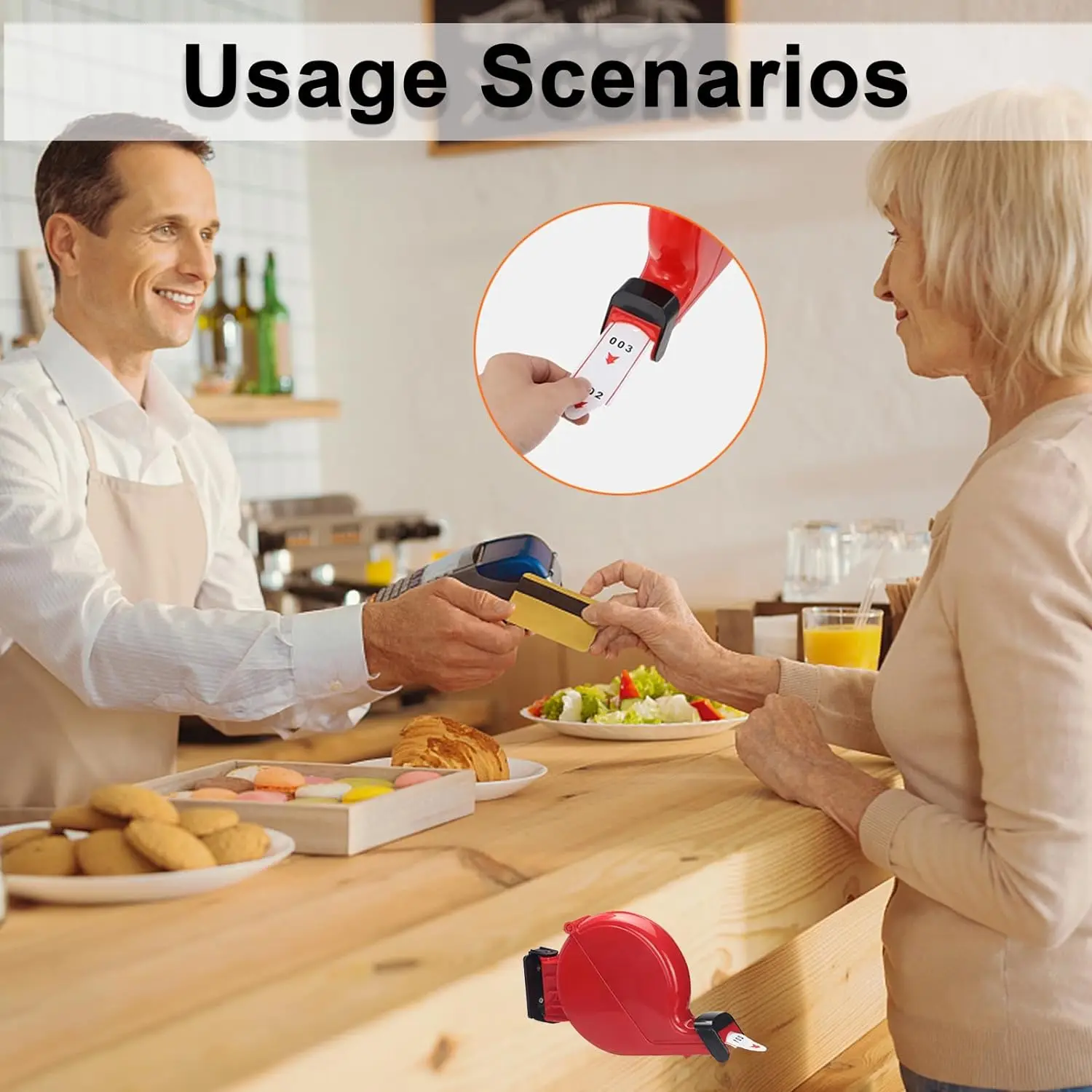 Ticket Dispenser Take A Number Machine with Ticket Paper Roll 000-999 Queue Management System