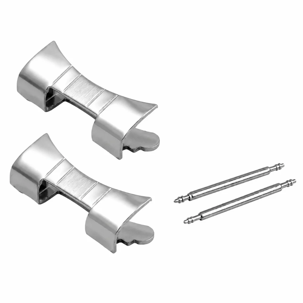 Stainless Steel Watch Strap End Link 20mm Metal Wristband Curved End Bracelet Adapter Watch Lug End Piece Watch Accessories