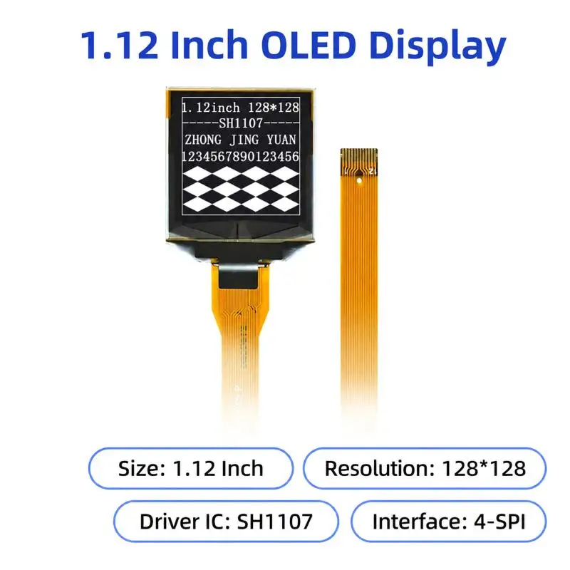 1/2/3PCS IPS 1.12 Inch 12PIN White OLED Display Screen SH1107 Drive IC 128*128 SPI Interface