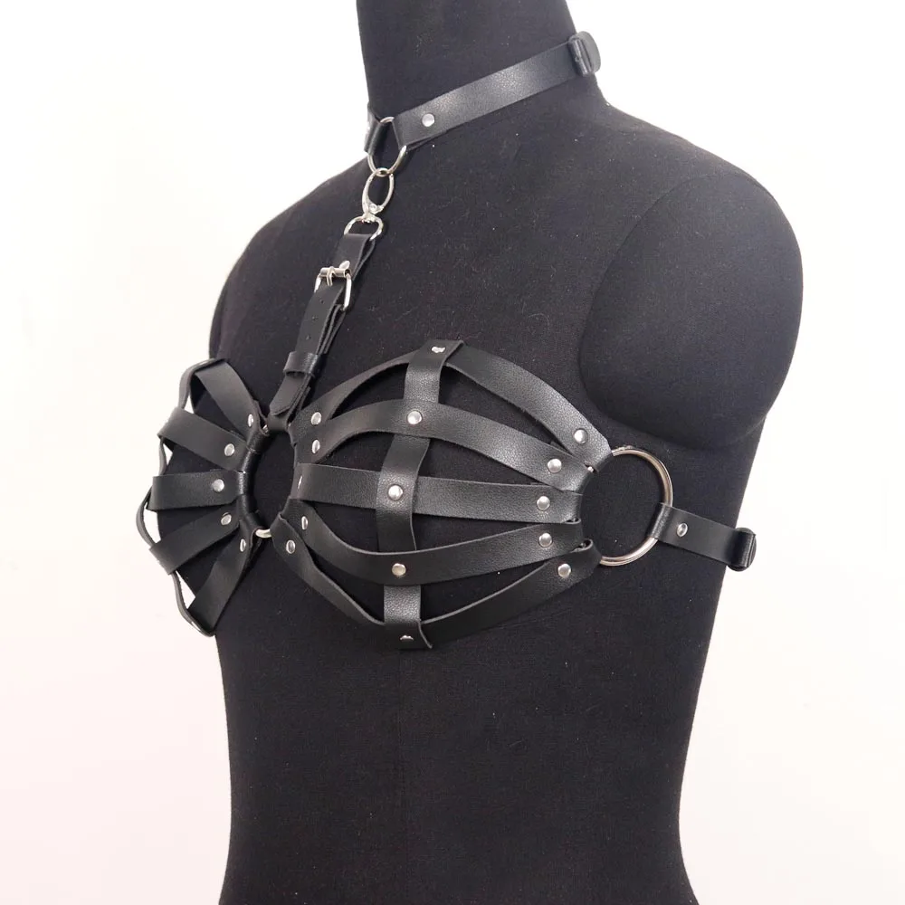 BDSM Body Bondage Bra Garter Stocking Cage Belts Gothic Leather Harness Chest Women Sexy Lingerie Erotic Suspenders Fetish