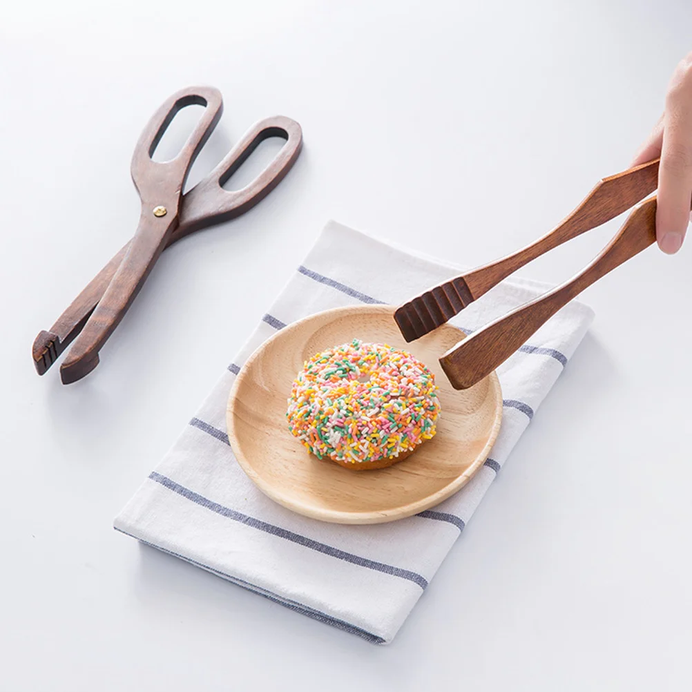 

Bread Clips Wooden Kitchen Serving Tongs For Salads Pastas Grills Pastry Noodles Toast Fruit Moisture Resistant Sturdy
