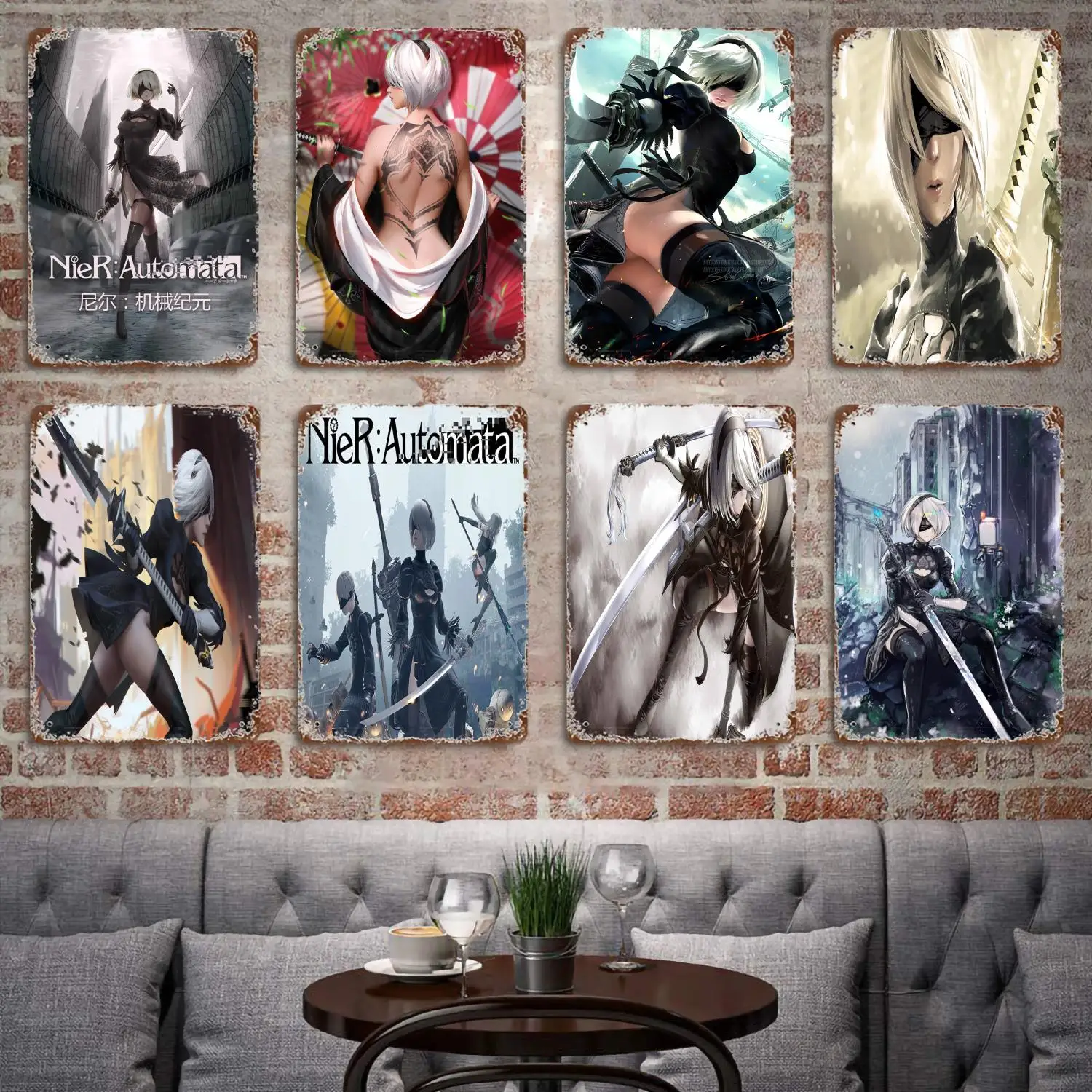 Nier Automata Replicant Game Poster Vintage Tin Sign Metal Sign Decorative Plaque for Pub Bar Man Cave Club Wall Decoration