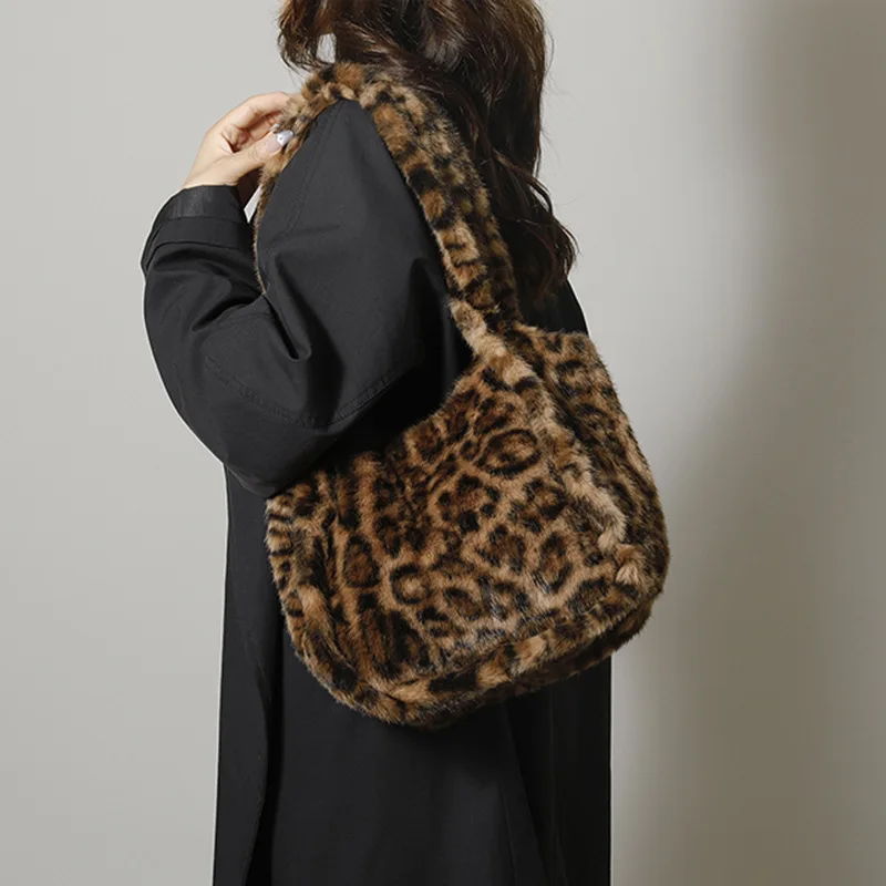 

Модные женские сумки-тоут в стиле ретро, сумка на плечо с леопардовым принтом, плюшевая сумка для покупок, универсальные дизайнерские сумки Bolsas Femininas