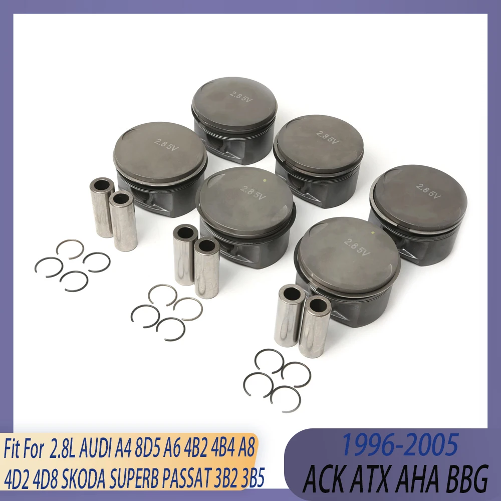 STD Engine Parts Piston & Ring Set Fit 2.8 L Gas 96-05 ACK ATX For AUDI A4 8D5 A6 4B2 4B4 A8 4D2 4D8 SKODA SUPERB PASSAT 3B2 3B5
