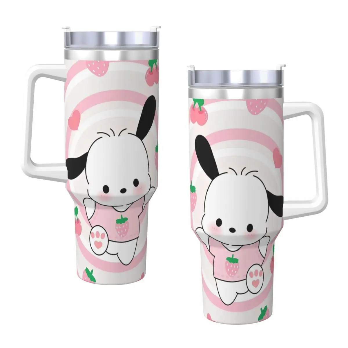 Stainless Steel Tumbler MINISO Pochacco Mugs Cup With Straws Driving Hot Drinks Water Bottle Portable Large Capacity Coffee Mug