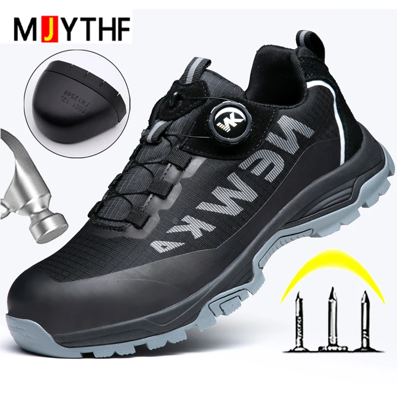 Rotating Button Safety Shoes Men Boots High Quality Work Boot Steel Toe Shoes Puncture-Proof Indestructible Shoes Wear-resistant