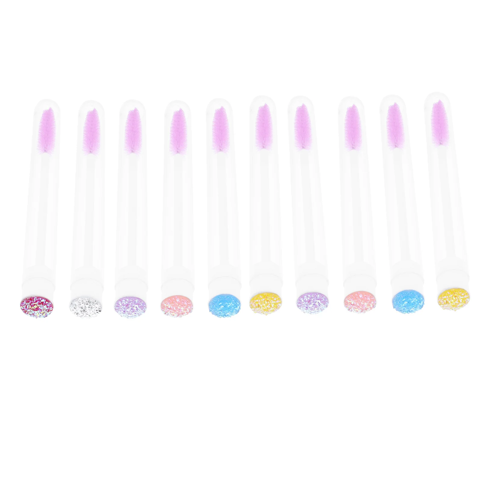 10Pcs Crystal Rod Mascara Brush Set Portable Eyelash Tubes Lash Brow Comb Screw Head Easy Store Travel Makeup Instrument