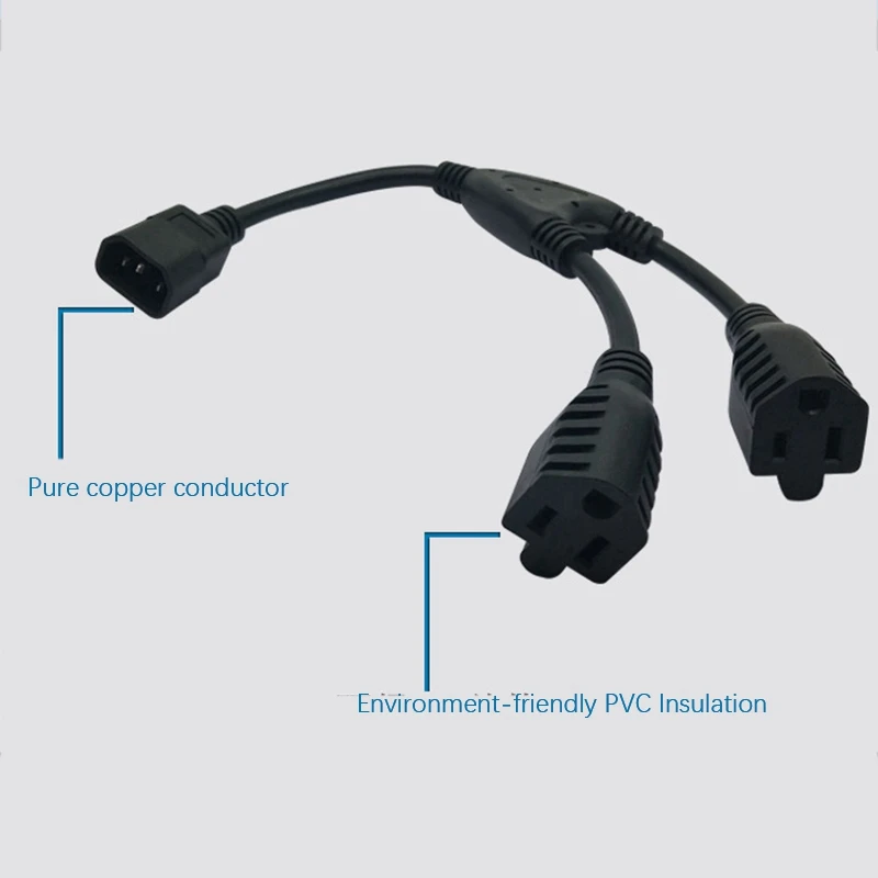 Power Extension Cord, C14 To 2X5-15R American Power Conversion Cord For Laptops, Electric Kettles, Etc(0.3M)