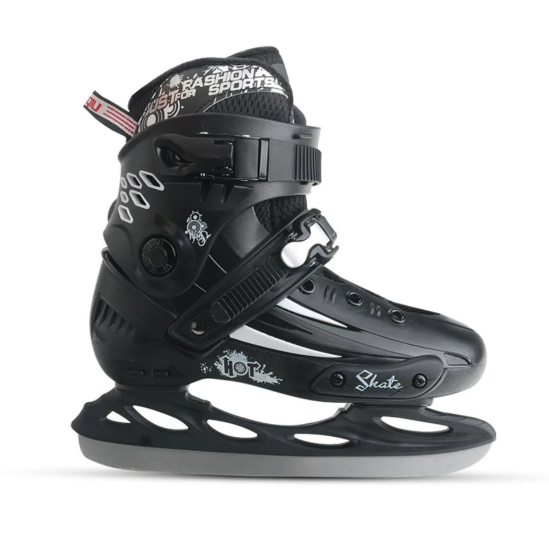 Wholesale Custom Ice Skates PP Hard Shell Integrated Stainless Steel Blade Fleece Lining Removable Inner Boot Unisex OEM