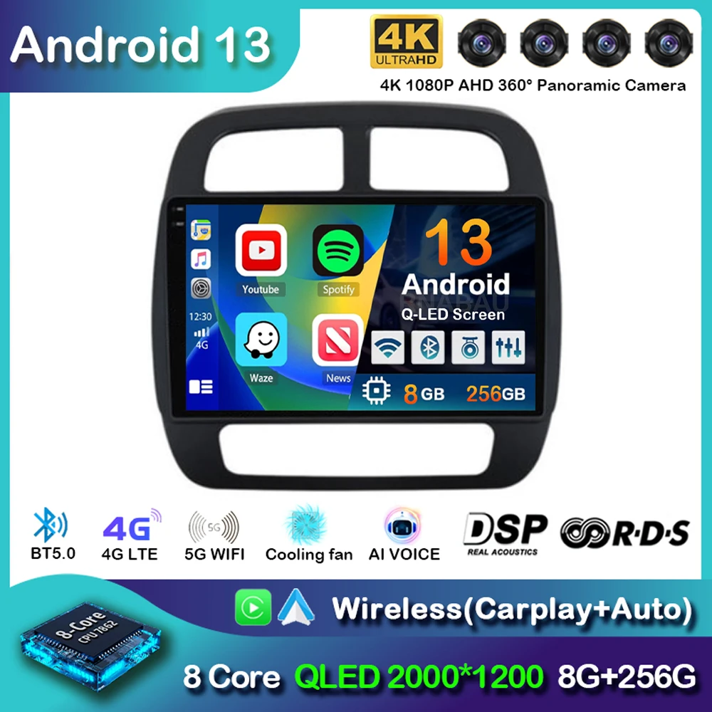 

Android 13 Carplay Auto WIFI+4G For Renault KWID K-ZE Dacia spring 2015-2019 Car Radio Multimedia Video Player GPS 2din Stereo