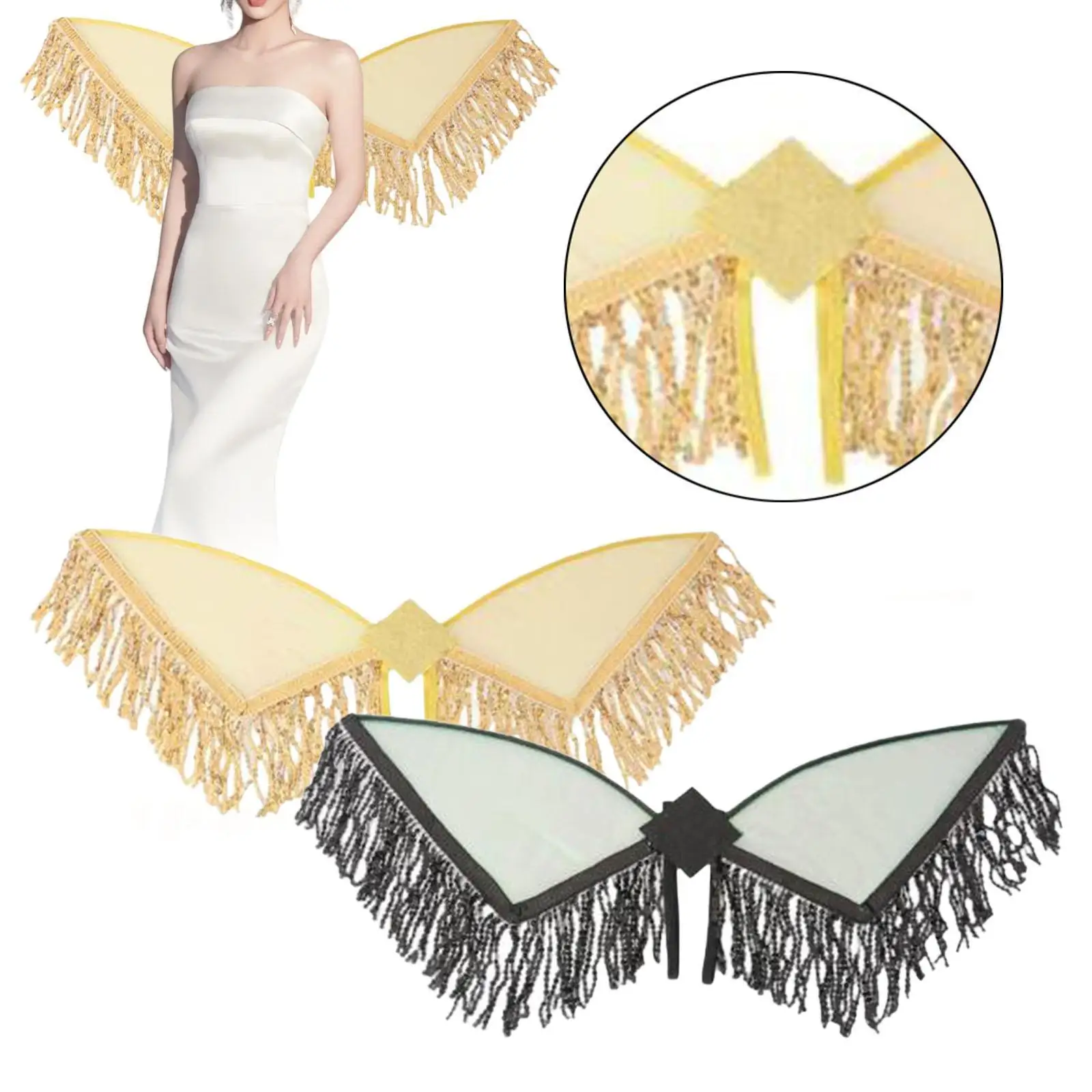 Sequin Tassel Wing Role Play Stage Dress up Cosplay Fringed Fairy Wing for Festival Birthday Themed Parties Masquerade Holiday