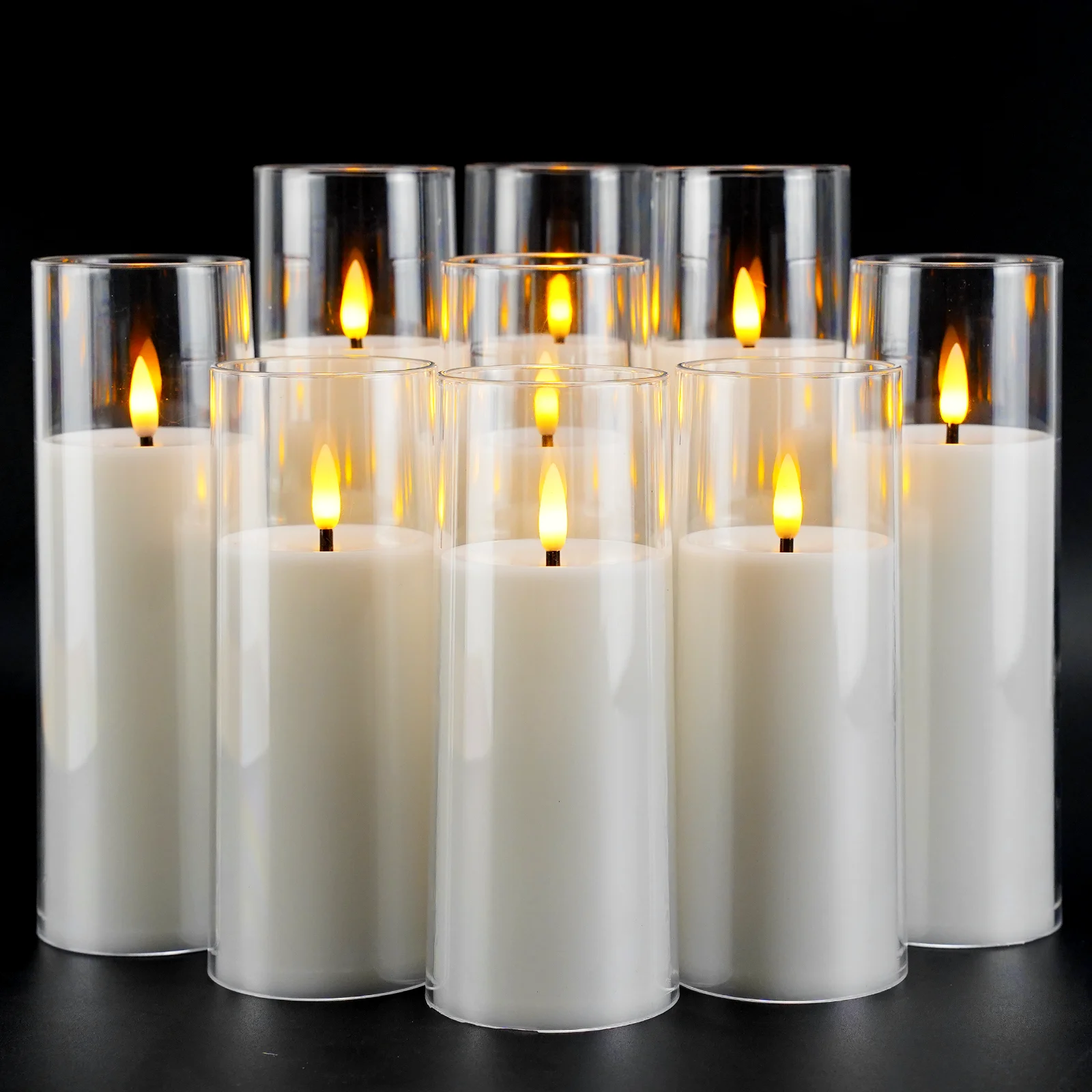 

9Pcs LED Flameless Candles Light Simulation Acrylic Wedding Romantic LED Light Candle with Remote Party Christmas Home Decor