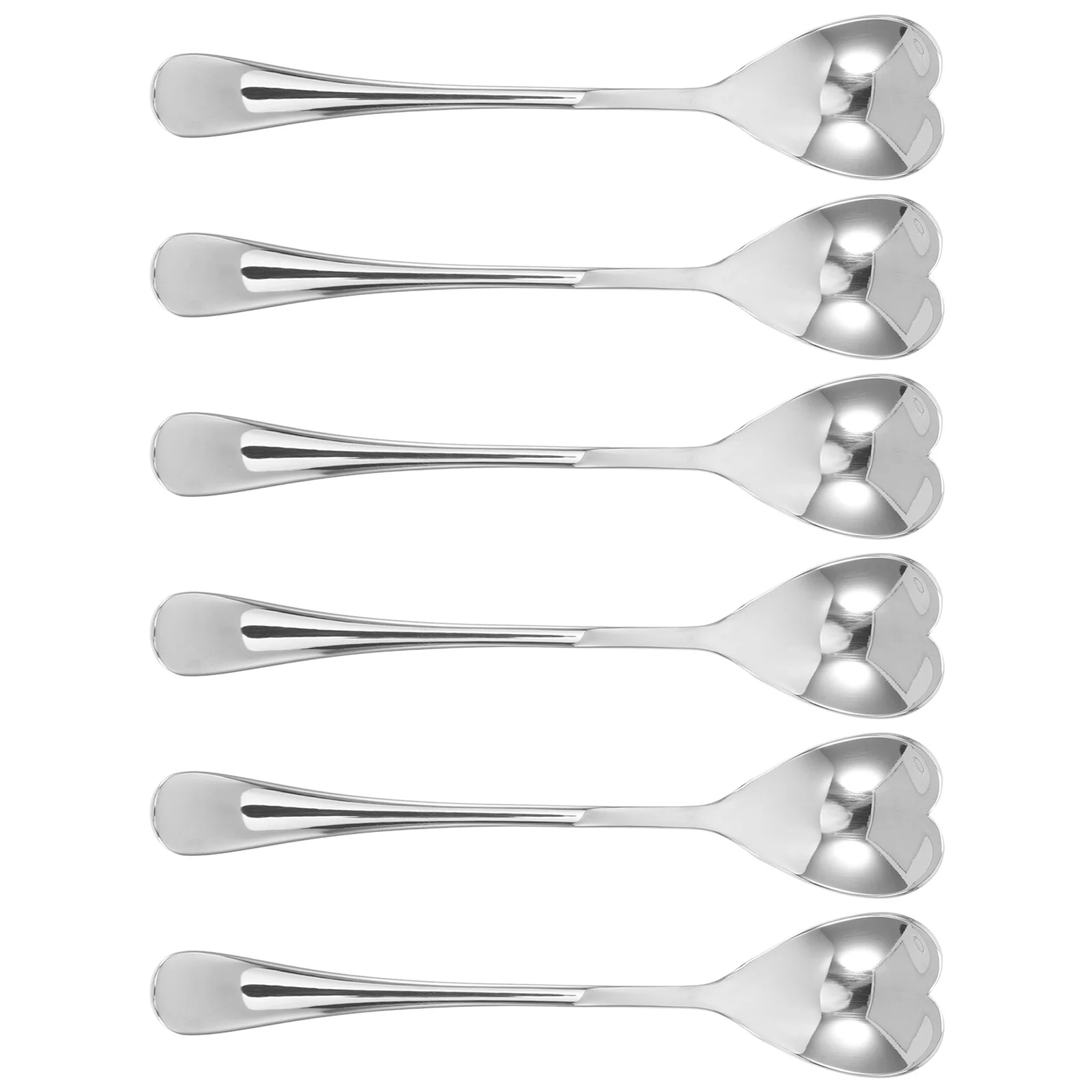 

6Pcs Heart Shaped Stainless Steel Coffee Spoons Mini Spoons Long Handle for Tea Espresso Dessert Ice Cream Stirring