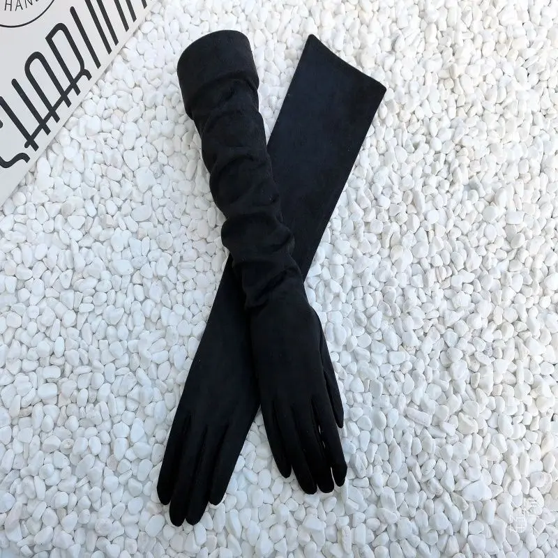 Women Satin Elasticity Smooth Wedding Dress Opera Elbow Etiquette Gloves Performance Cosplay Evening Elegant Accessories
