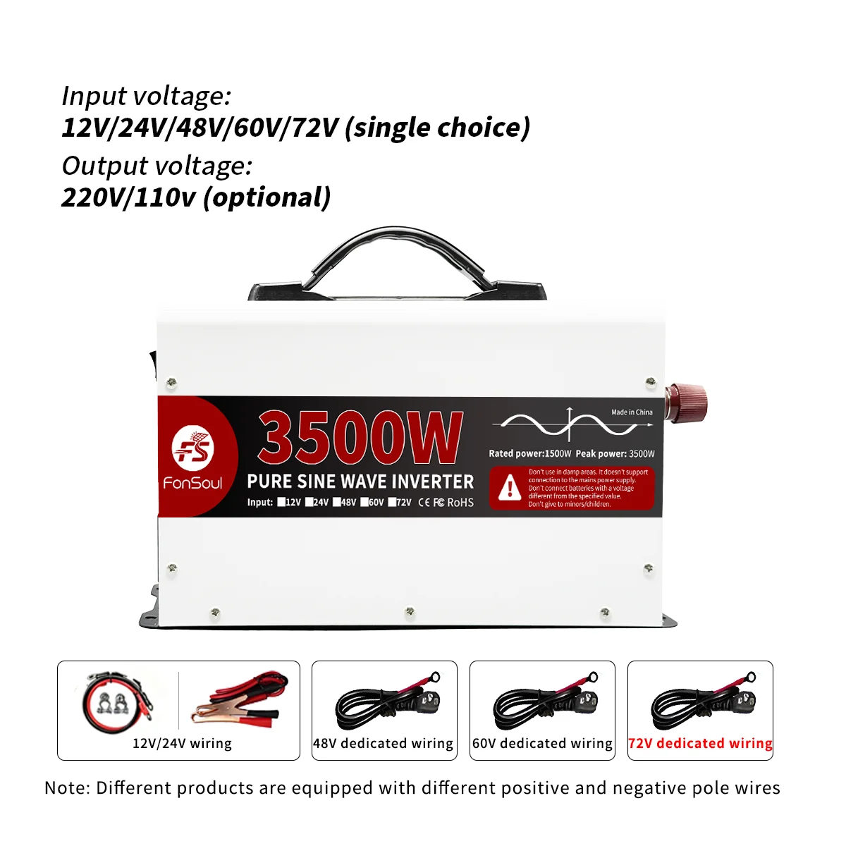 3500W Pure Sine Wave Power Inverter Digital Screen USB Interface - Portable Emergency Backup for Home Lighting Outdoor Camping