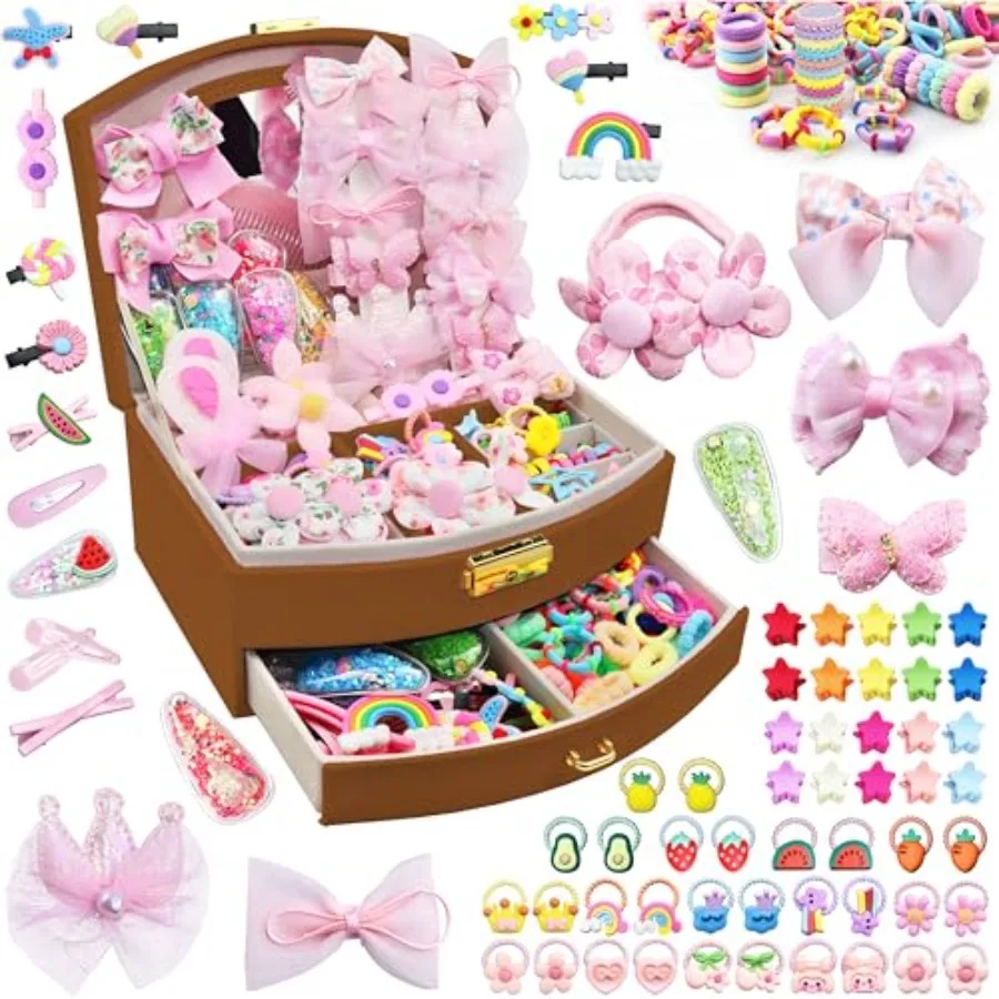 

252 Pcs Hair Accessories for Girls Jewlry Box, Back to School Hair Accessory Gift Hair Stuff Storage including Hair Clip, Hair