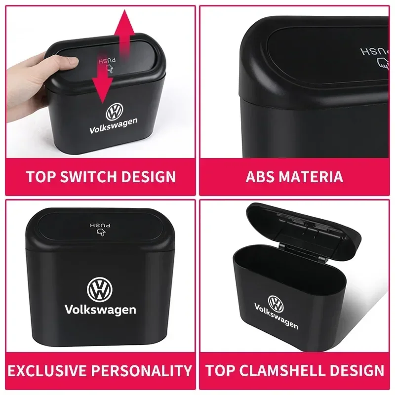 سلة مهملات السيارة صندوق تخزين مركبة متعددة الوظائف كيس غبار القمامة ل Volkswagen VW Golf 4 R Rline Caddy Tiguan Polo Scirocco