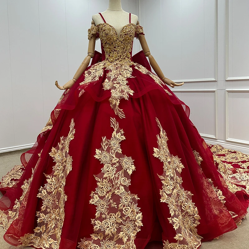 Jancember-Robe de mariée personnalisée avec mancherons en dentelle, robe de luxe, train chapelle, nœud, mariage éducatif, 2024