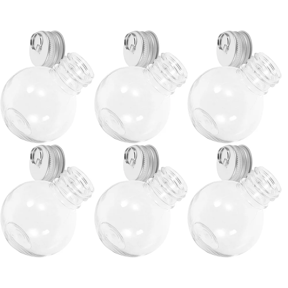 

6pcs Bulb Shaped Clear Plastic Bottles Leakproof Juice Storage Milk Beverage Containers Portable Airtight Drink Cups Party Decor