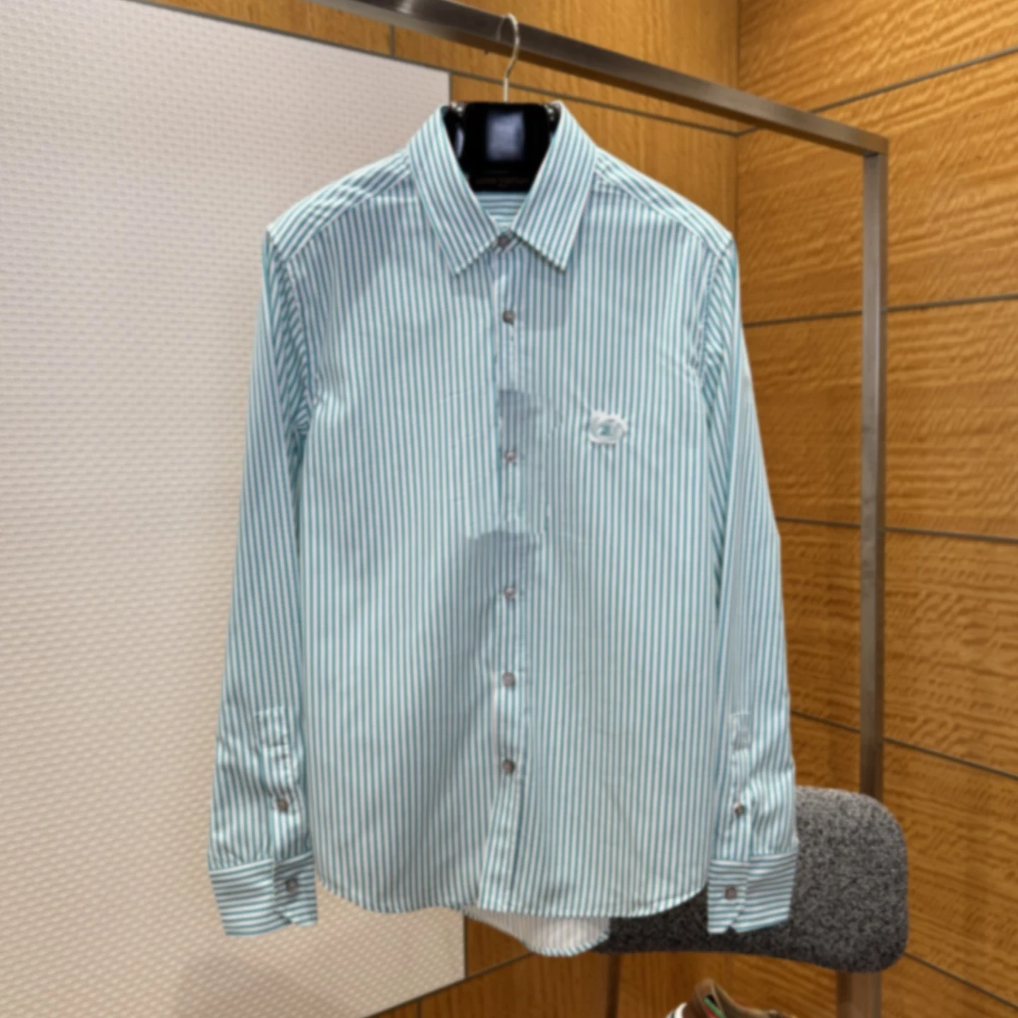 

Commuter Candy-Color Appliqué Long-Sleeve Shirt, Men's and Women's Striped Casual Shirt Jacket