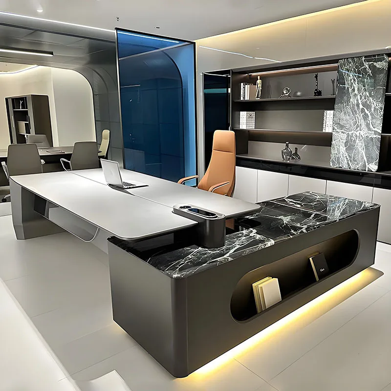 2026 Durable Eco-Friendly Modern Executive L-Shaped Computer Desk with Wood Surface High-End Office Desk for CEO/Managerpromote