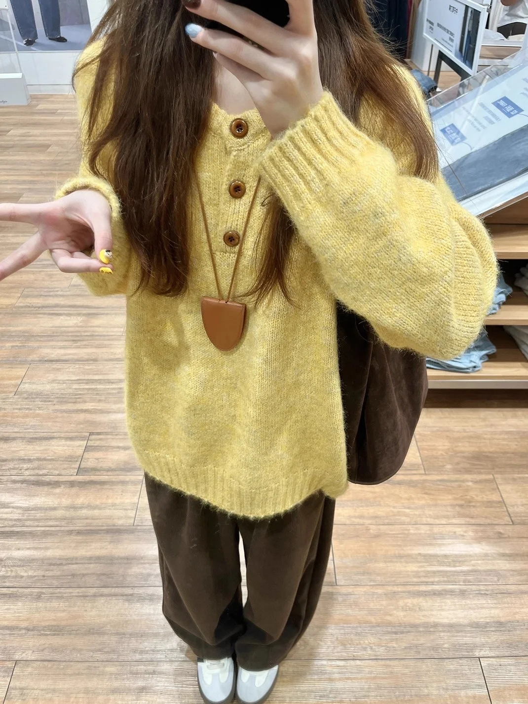 

Soft Cozy Yellow Oversized Lazy Sle Knitted Sweater Women's Autumn Winter Loose Comfortable Pullover Sweet Sle Warmth Emi...