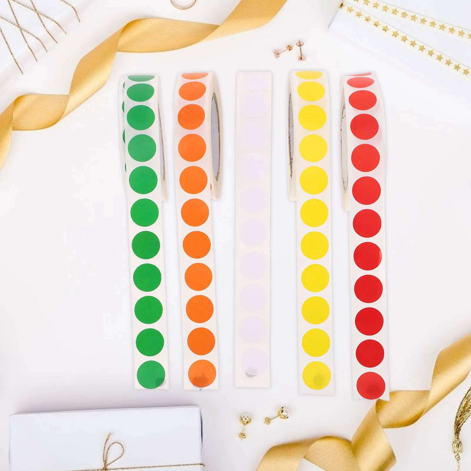 5 rotoli di etichette di codifica colorate adesivi a punti rotondi etichette vuote autoadesive per l'organizzazione dell'inventario dell'ufficio fai da te etichetta adesiva