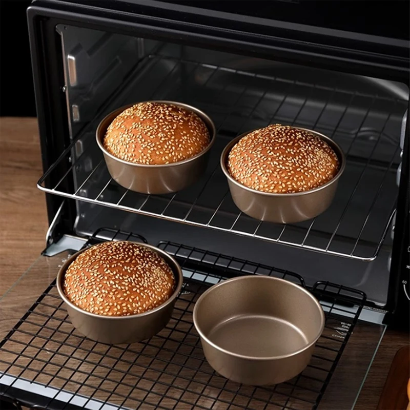 2Pcs Hamburger Mold Circle Stencil Stainless Steel Saucepan Sphere Cake Pan Toaster Oven Pans Pizza Kits Baking Durable