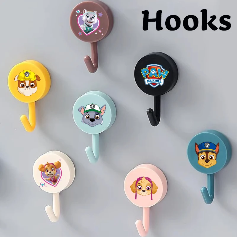 Gancho de pared adhesivo Paw Patrol, 5 uds., fuerte sin perforar ropa, inodoro, baño, cocina, colgador de toallas, gancho para armario de mesa para el hogar