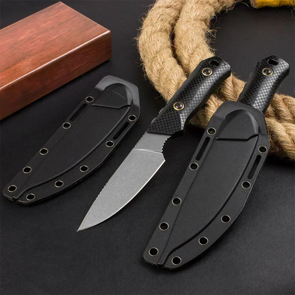 BM 15600 High hardness fixed blade titanium coated knife Outdoor Camping Hiking tactics Military survival EDC straight knife men