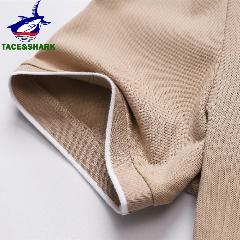 TACE&SHARK Polo Shirt Brand Shark Camisa Masculina Mens Breathable Polos Shirts 2024 Summer Fashion Solid Color