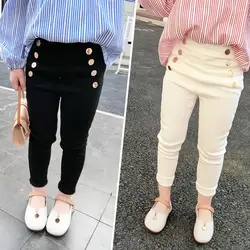 Kids Girls Pencil Pants 2024 New Arrival Children Elastic Legging Pants Spring Autumn Thin Skinny Pants Black White Trousers