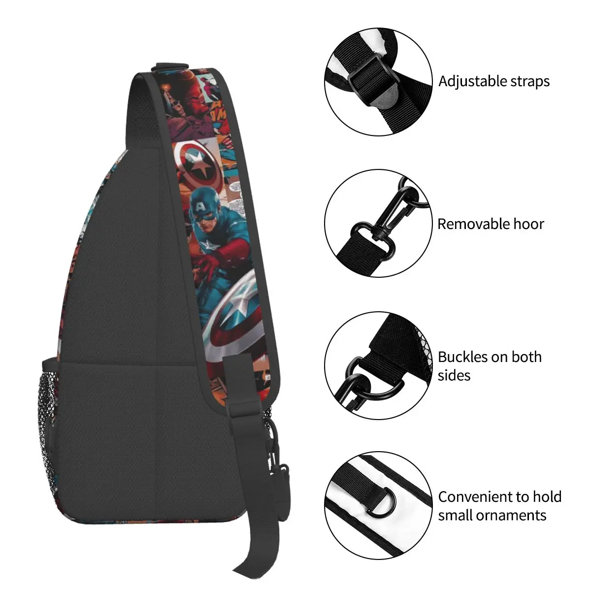 Mochila cruzada Vintage personalizada de Capitán América para hombres y mujeres, impermeable para viajar, mochila de hombro con estampado