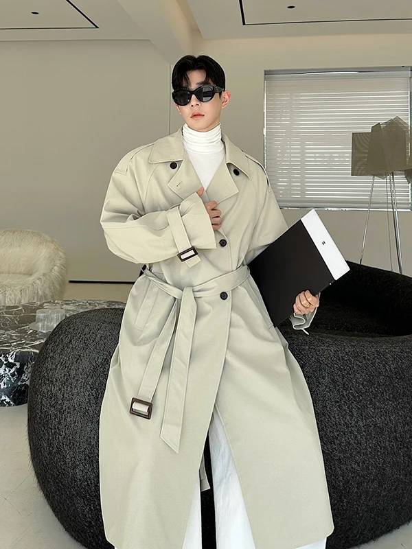 

Мужское длинное пальто TANGZ Studio: свободный крой, зимнее, повседневное, с модным узором