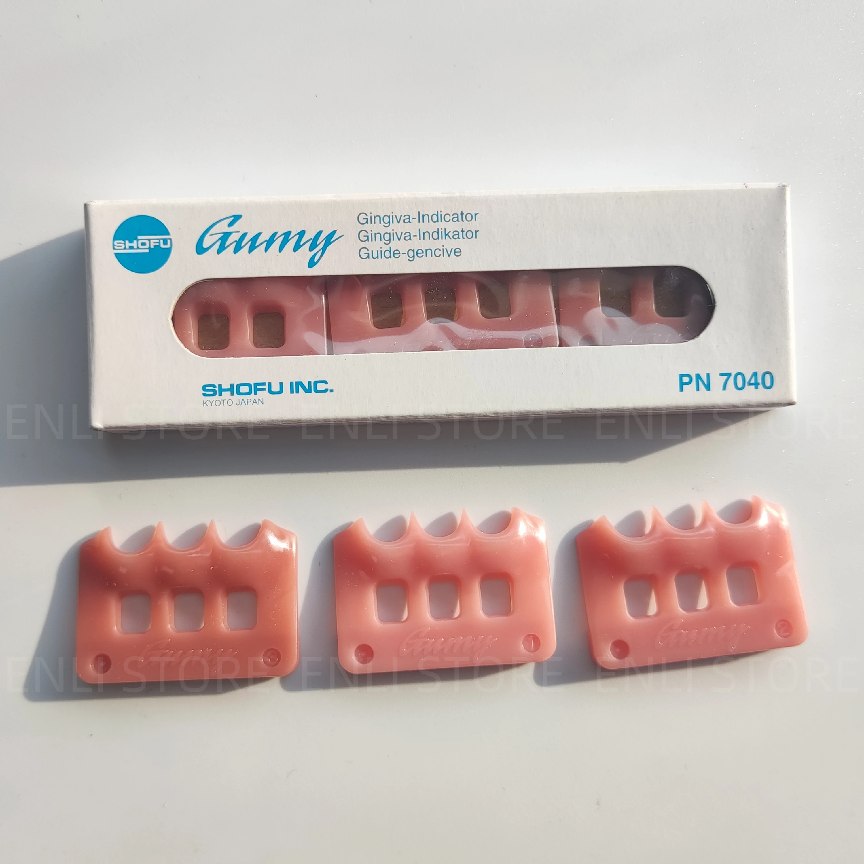 SHOFU Gumy Gingival Color Plate Indicador Tri-Color Set PN7040 SHOFU Halo Gingiva Indikator Gum Color Guide Guancia de sombra genciva