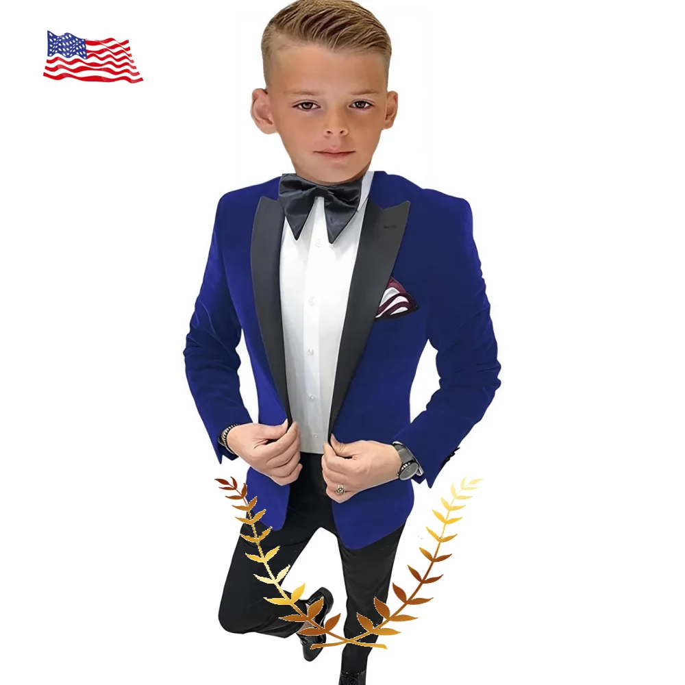 

Velvet Boys Suit 2 Pieces Set Party Wedding Kids Tuxedo Formal Jacket Pants Set Boys Blazers Dresswear