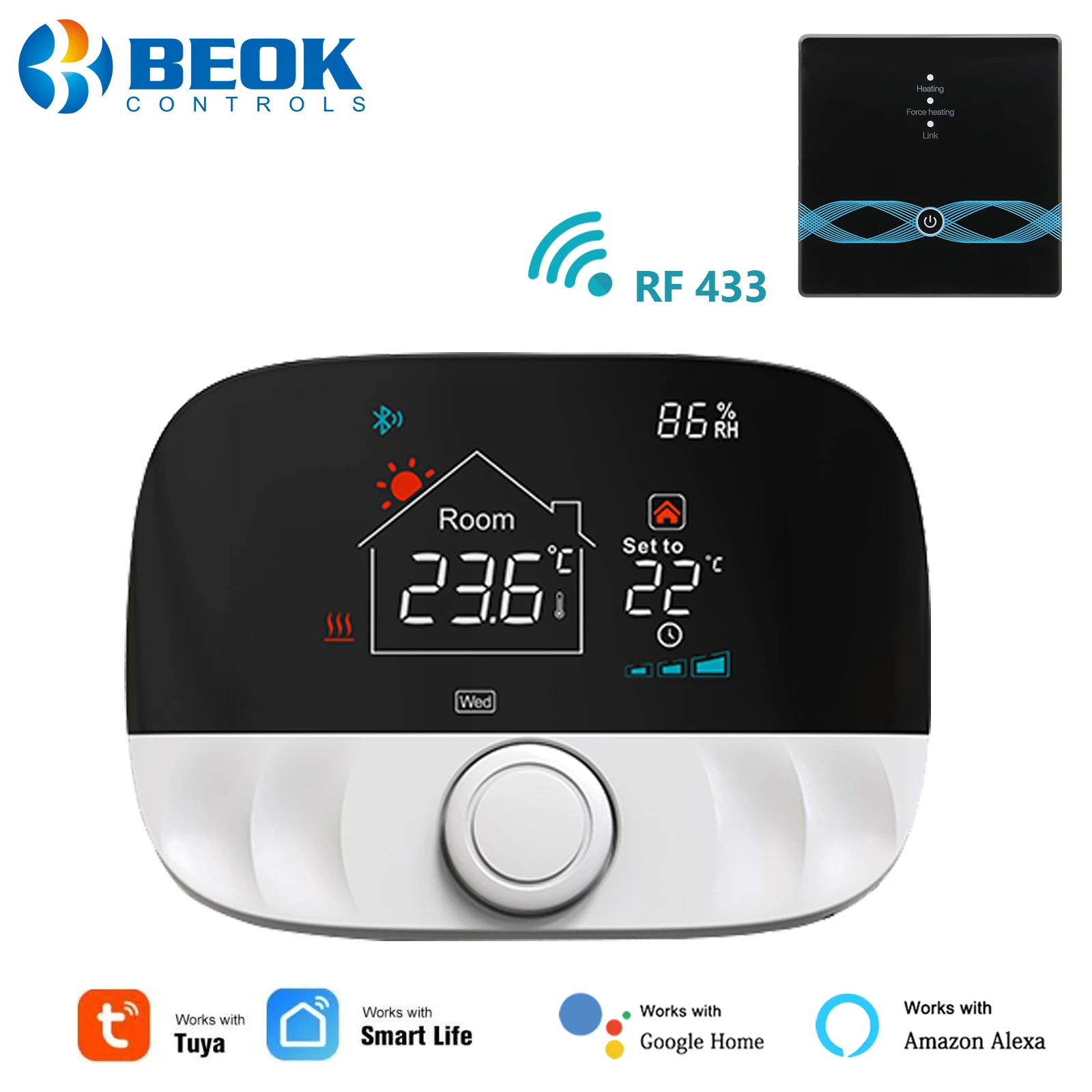 

Beok Smart RF Wireless Wifi Thermostat Temperature Controller For Gas Boiler Floor Heating Termostato Works with Alexa