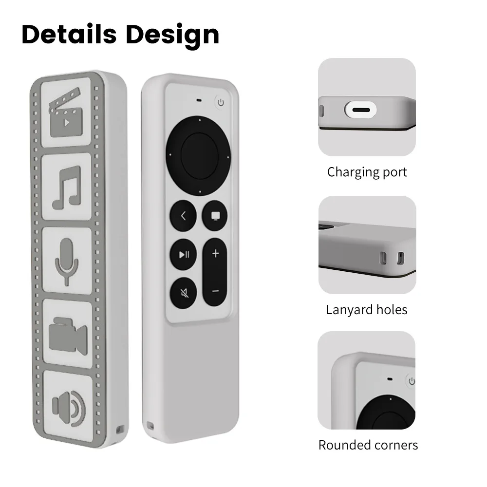 Silicone Remote Controller Case Protective Cover For Apple TV 4K 2021 Remote Control Shockproof Anti-Slip Protective Shell